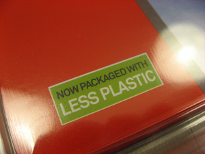 No, no, no, it really does say: "Now packaged with less plastic"